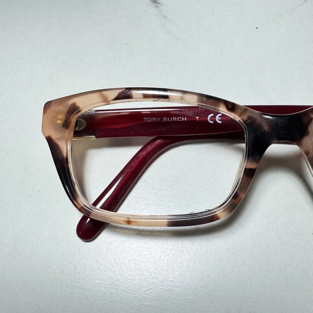 Tory Burch TY 2049 1363 Tortoise Burgundy Eyeglass Frames 51-17-135 Rectangular